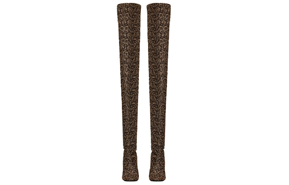 SAINT LAURENT 68 PYTHON Over the knee Boots Women"s Beige