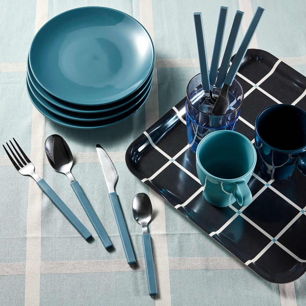 IKEA TÅNGMÄRLA  (ИКЕА ТОНГМЭРЛА)  -  Набор столовых приборов, 16 шт. - тёмный серо-синий