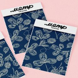 Ткань дюспо белые узоры клевера утончённые