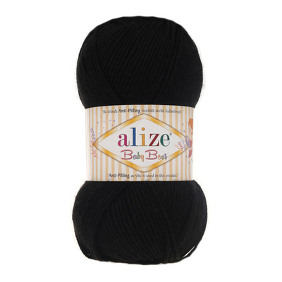 Пряжа Alize (Ализе) Baby Best / уп.5 мот. по 100 г, 240м, 060 черный A