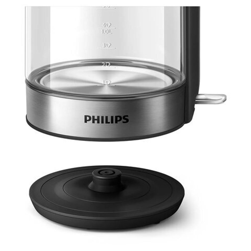 Чайник PHILIPS HD9339/80, 1,7 л, 2200 Вт, закрытый нагревательный элемент, стекло, серебристый