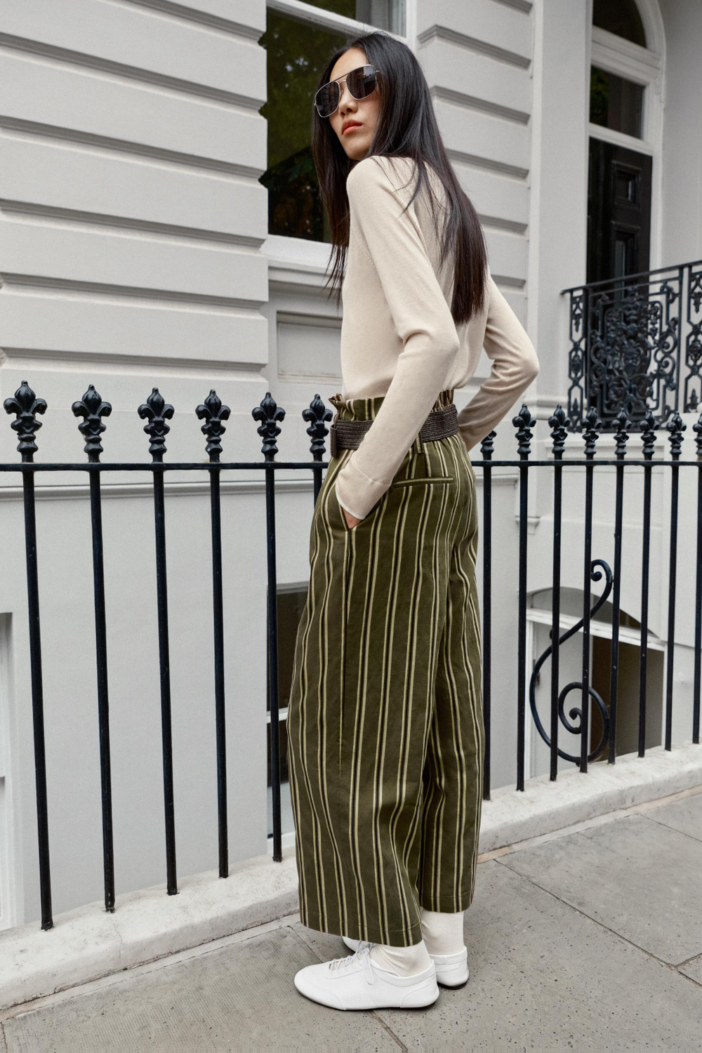 БРЮКИ В ПОЛОСКУ С РЕМНЕМ — ZARA