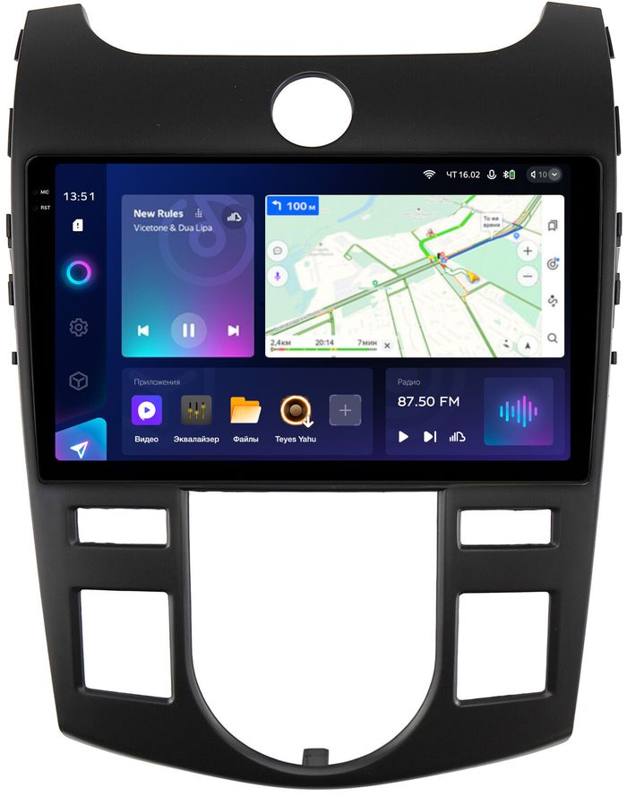 Магнитола для KIA Cerato 2 2008-2013 (климат, рамка черная) - Teyes CC3-2K на Android 10, Быстрая, 2K QLED, CarPlay, 4G SIM-слот