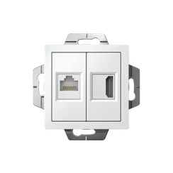 Розетка двойная HDMI + RJ45, Cat 5e Systeme Electric AtlasDesign Белый ATN000182