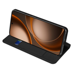 Чехол книжка из кожи черного цвета для OPPO Find X9 Ultra, серия Skin Pro Series от Dux Ducis