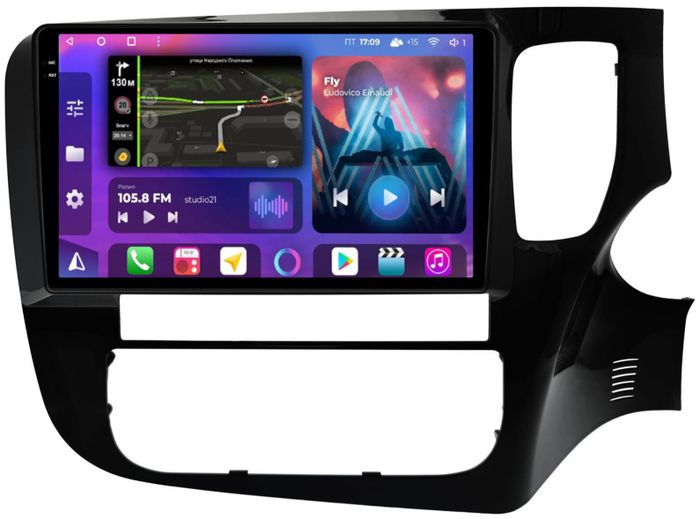 Магнитола для Mitsubishi Outlander 3 2012-2021 (правый руль) - FarCar BM9-2K-7263R9 монитор 9.5" 2K QLED на Android 14, Быстрая, CarPlay, 4G SIM-слот