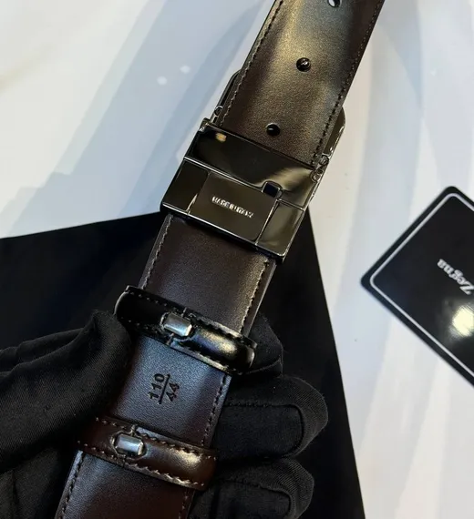 Двусторонний мужской ремень ZEGNA, 3,5 мм, чёрный