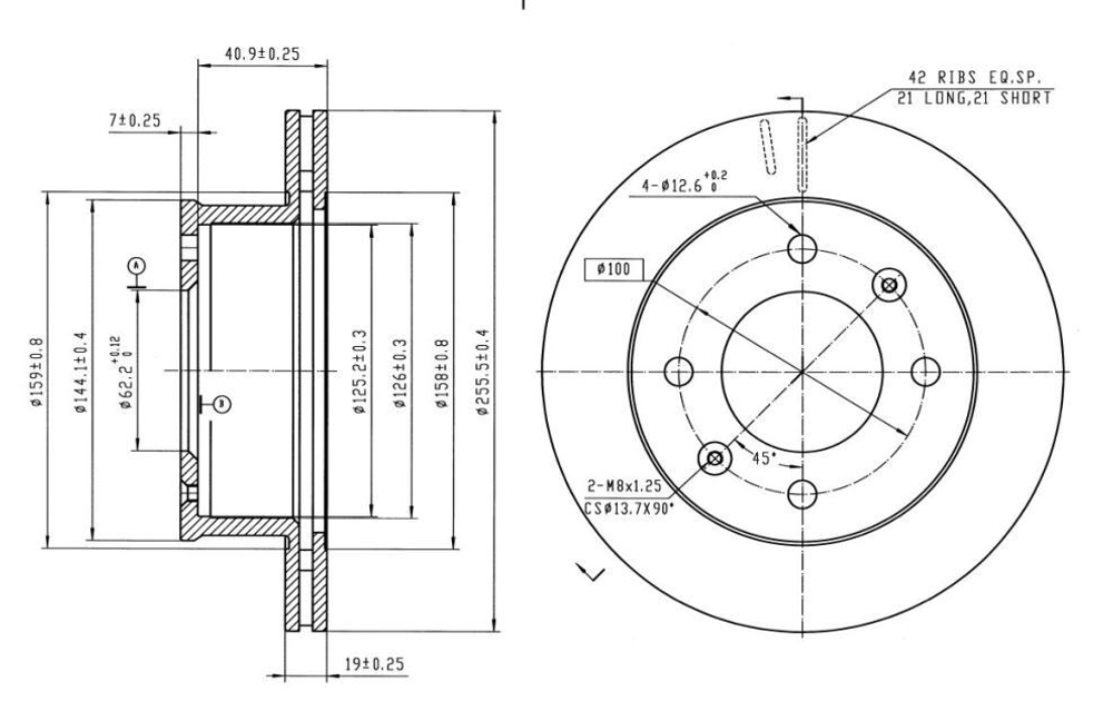 Диск тормозной передний AVANTECH BR1019S