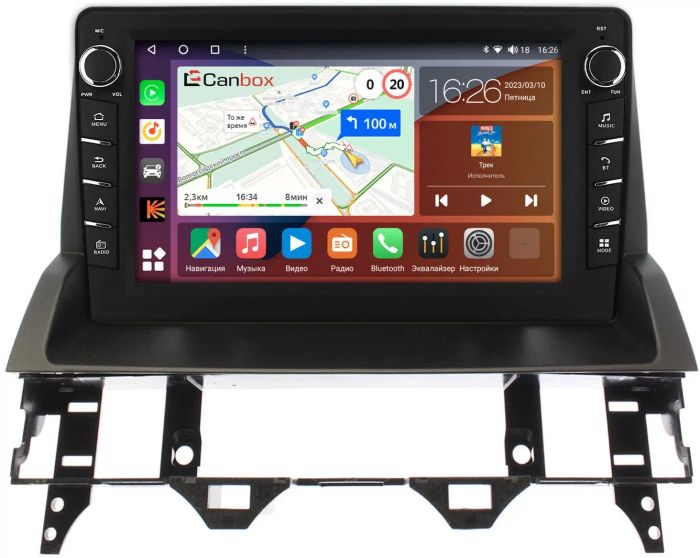 Магнитола для Mazda 6 2002-2007 (вместо верхнего бардачка) - Canbox 10-3522 Android 10, Быстрая, CarPlay, 4G SIM-слот