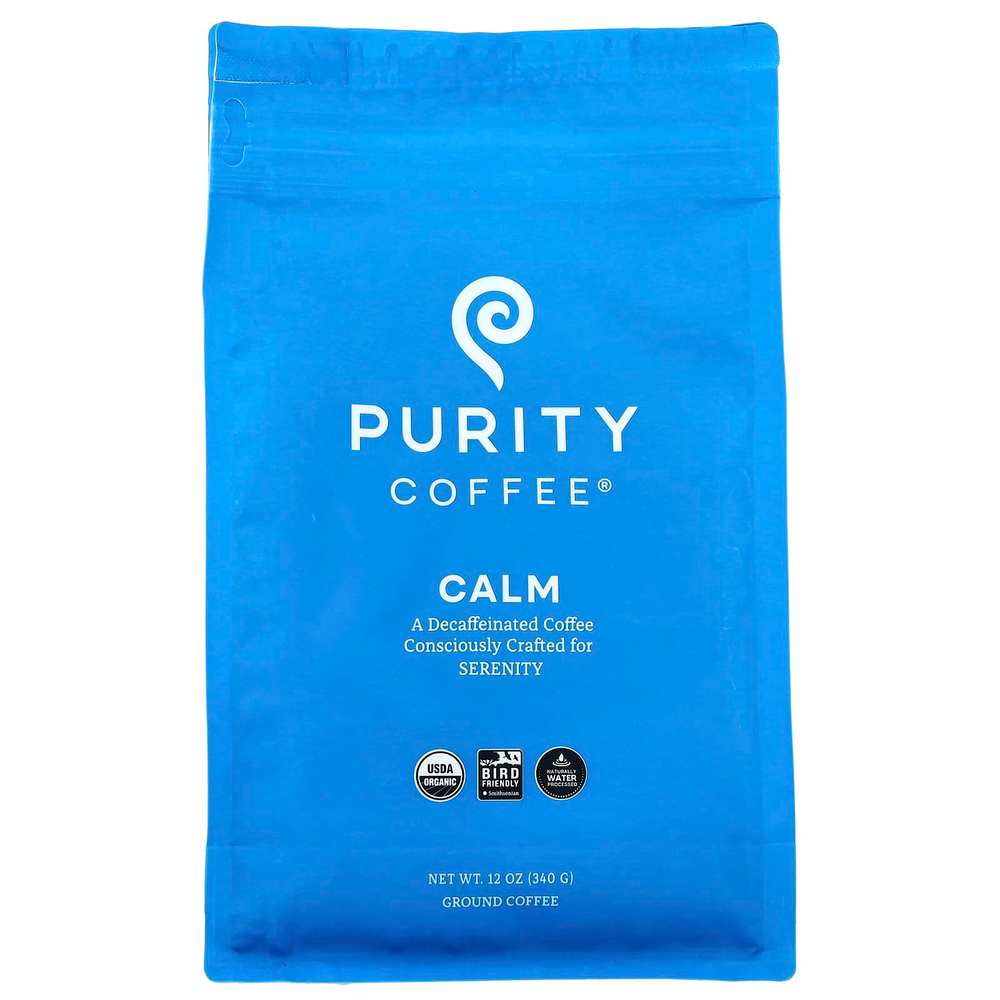 Purity Coffee, Calm, молотый, без кофеина, 340 г (12 унций)