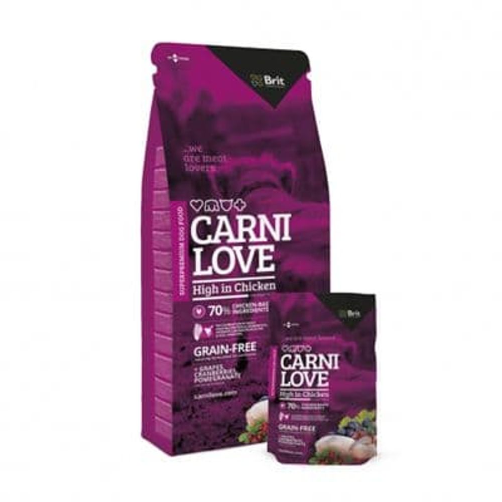 Brit Carnilove 1,5 кг High in Chicken беззерновой с курицей д/взр. собак