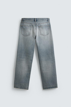 ZARA ДЖИНСЫ STRAIGHT FIT, СТАЛЬНОЙ СИНИЙ
