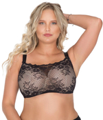 Бюстгальтер-топ plus size из кружевного полотна с цветочным рисунком (Размер: 95F) (Цвет: черный)