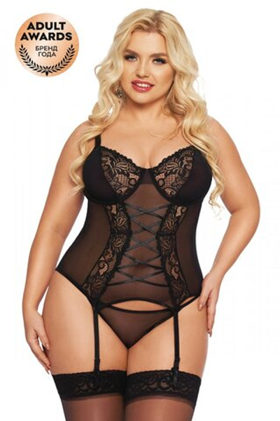 Корсет и стринги SoftLine Collection Brenda черный XL