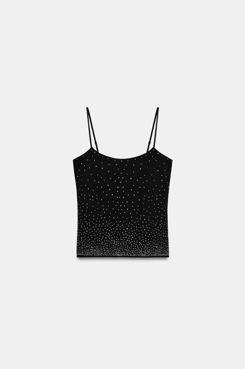 ZARA ТОП НА БРЕТЕЛЯХ СО СТРАЗАМИ, ЧЕРНЫЙ