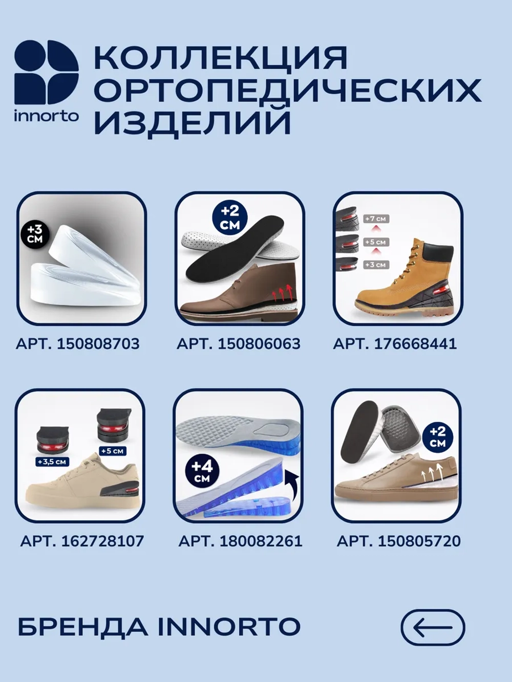 Подпяточник для роста, полустельки ортопедические