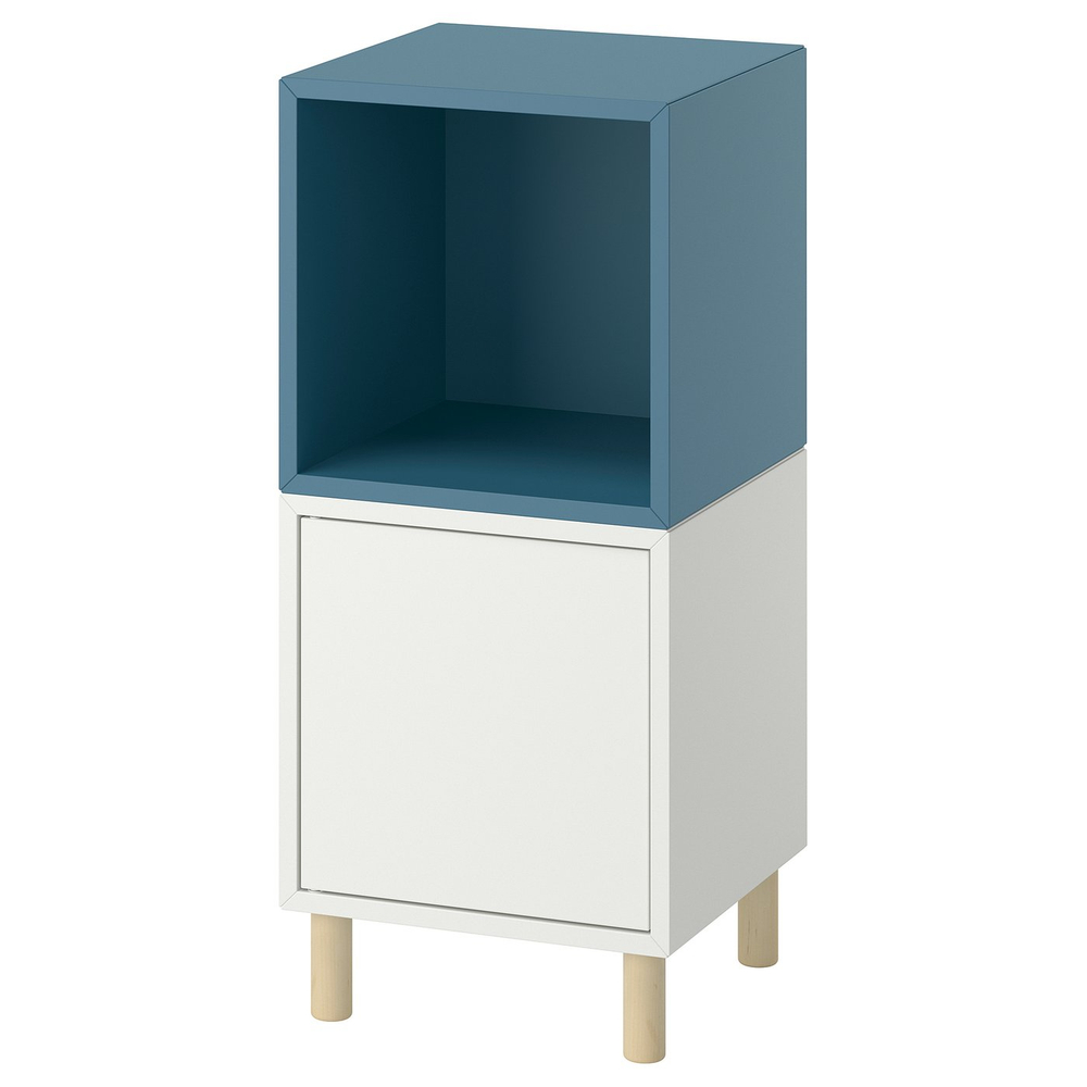 IKEA EKET  (ИКЕА ЕКЕТ)  -  Комбинация шкафов на ножках - белый/тёмно-серо-синий/дерево 35x35x80 см