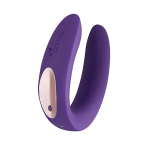 Фиолетовый вибратор для пар с пультом ДУ Satisfyer Double Plus Remote