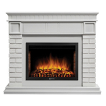 Каминокомплект: Очаг Electrolux EFP/P-2520LS N, портал Bricks 25 камень белый, белая эмаль