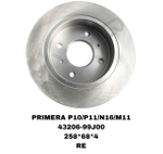Тормозной диск 43206-99J00 на Nissan PRIMERA P10,P11 1990-2001 /N16 /M11 задний — купить в Алматы | ADAL AUTO