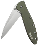 K1660OL Leek - нож склад., алюм. рук-ть оливк.,клинок Sandvik 14C28N