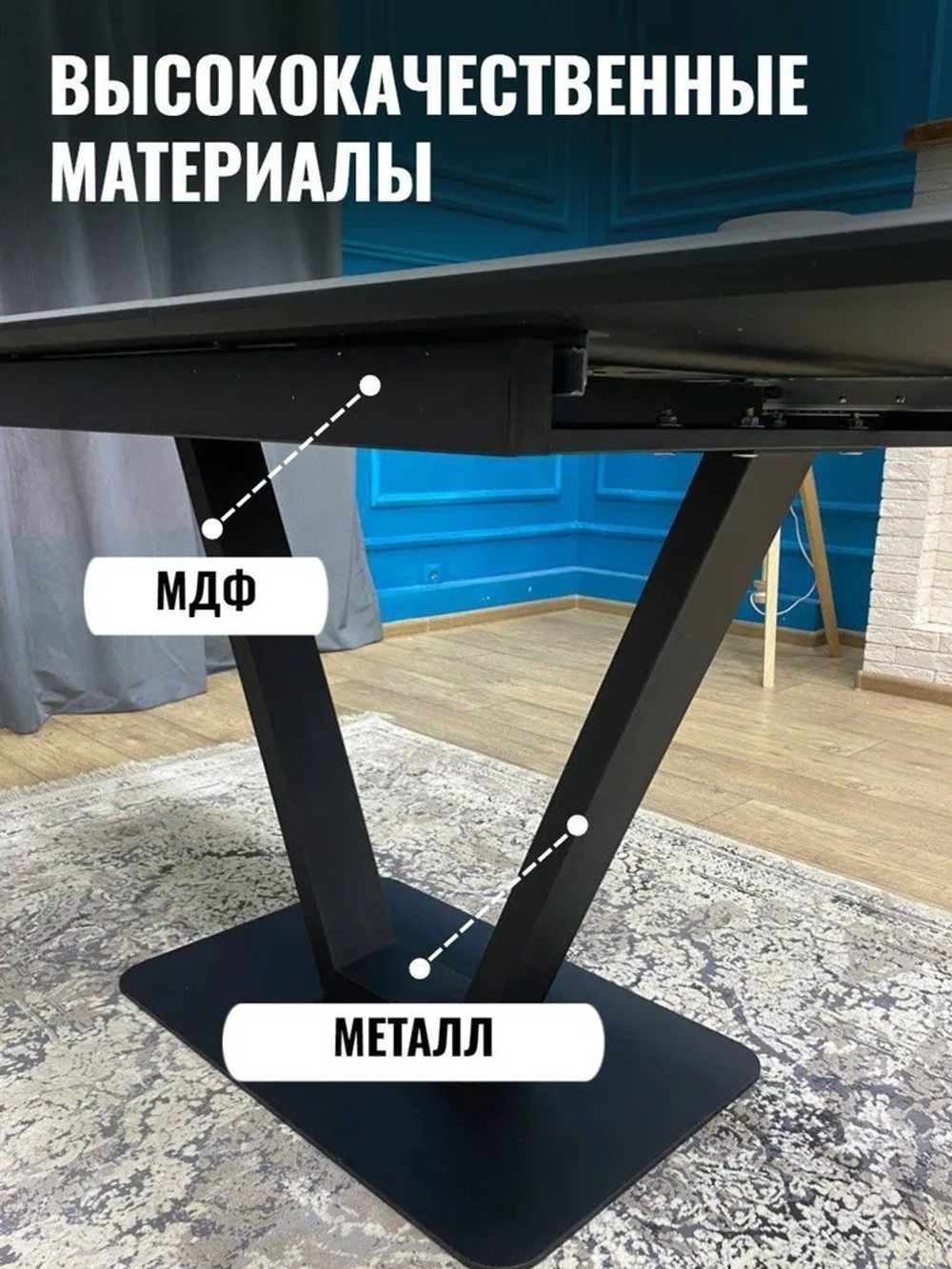 Кухонный стол-бабочка NGVK Черный мрамор стекло