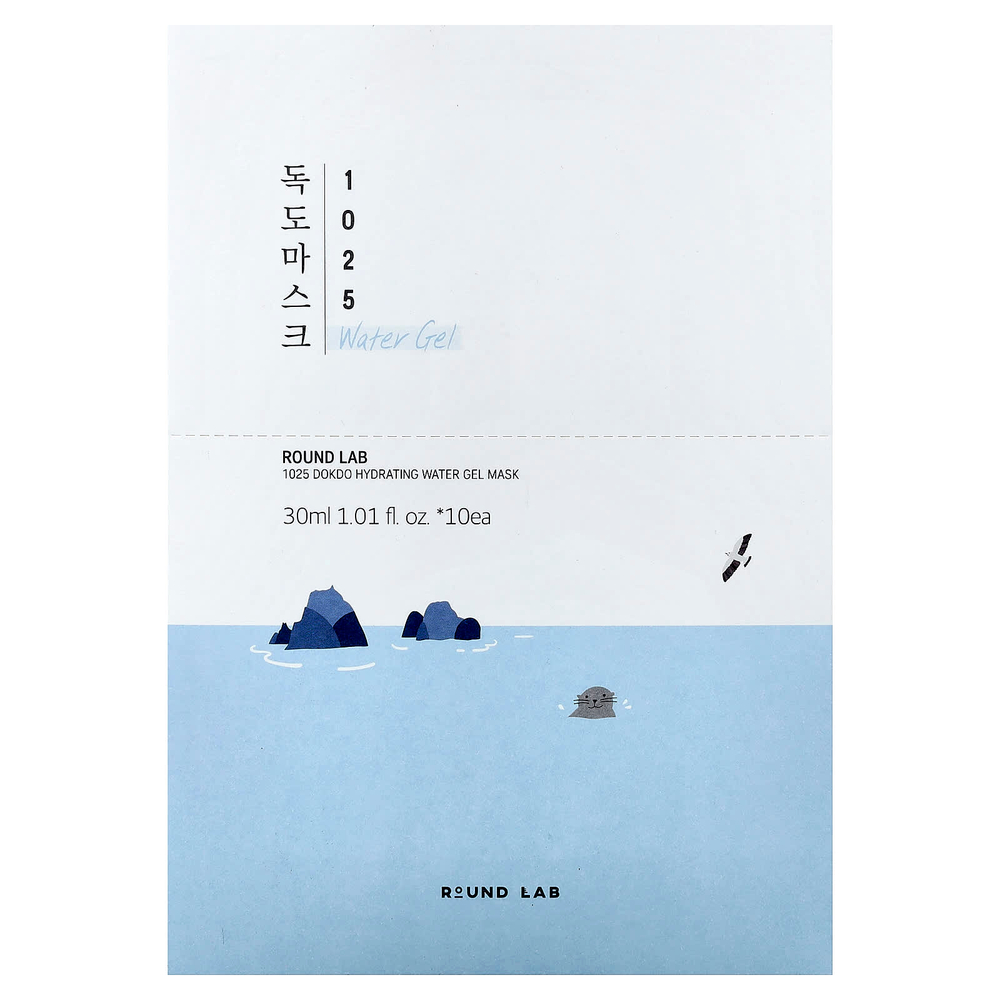 Round Lab, 1025 Dokdo Hydrating Water Gel Beauty Mask, 10 шт., 30 мл (1,01 жидк. Унции)