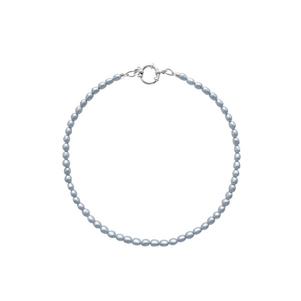 Колье из жемчуга формы рис (серое)