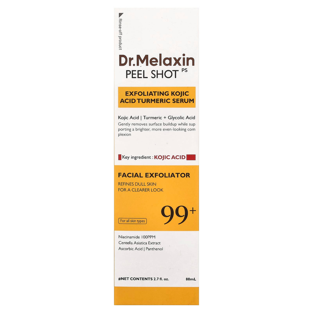 Dr.Melaxin, Peel Shot, отшелушивающая сыворотка с койевой кислотой и куркумой, для всех типов кожи, 80 мл (2,7 жидк. унции)