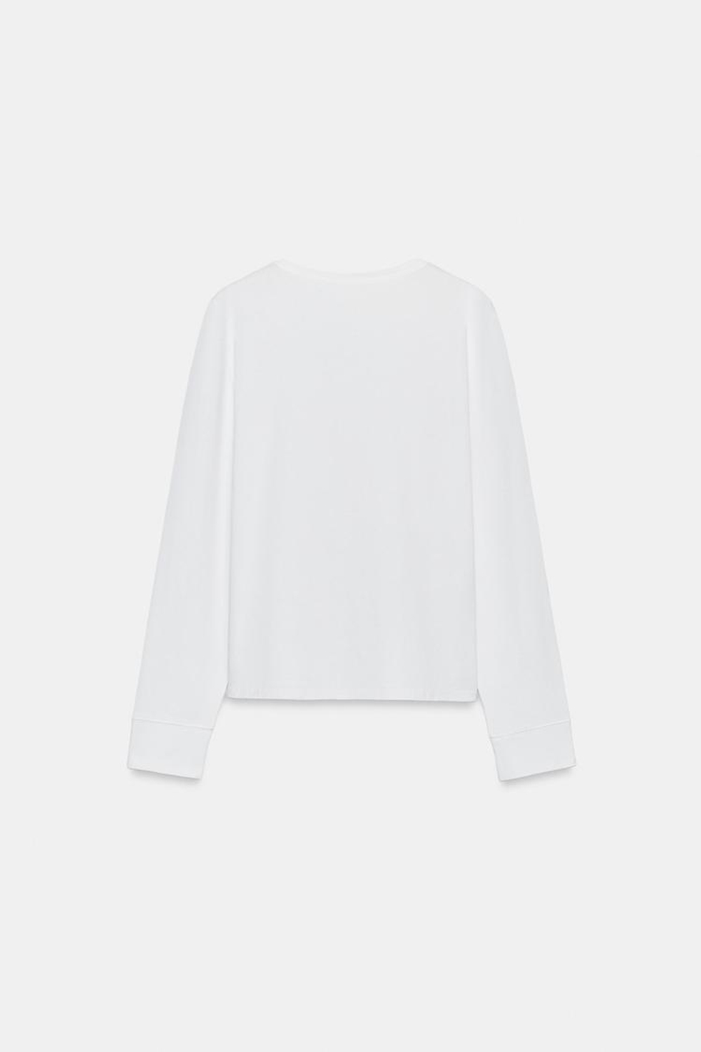 ZARA ФУТБОЛКА ИЗ РУСТИКАЛЬНОГО ХЛОПКА, БЕЛЫЙ