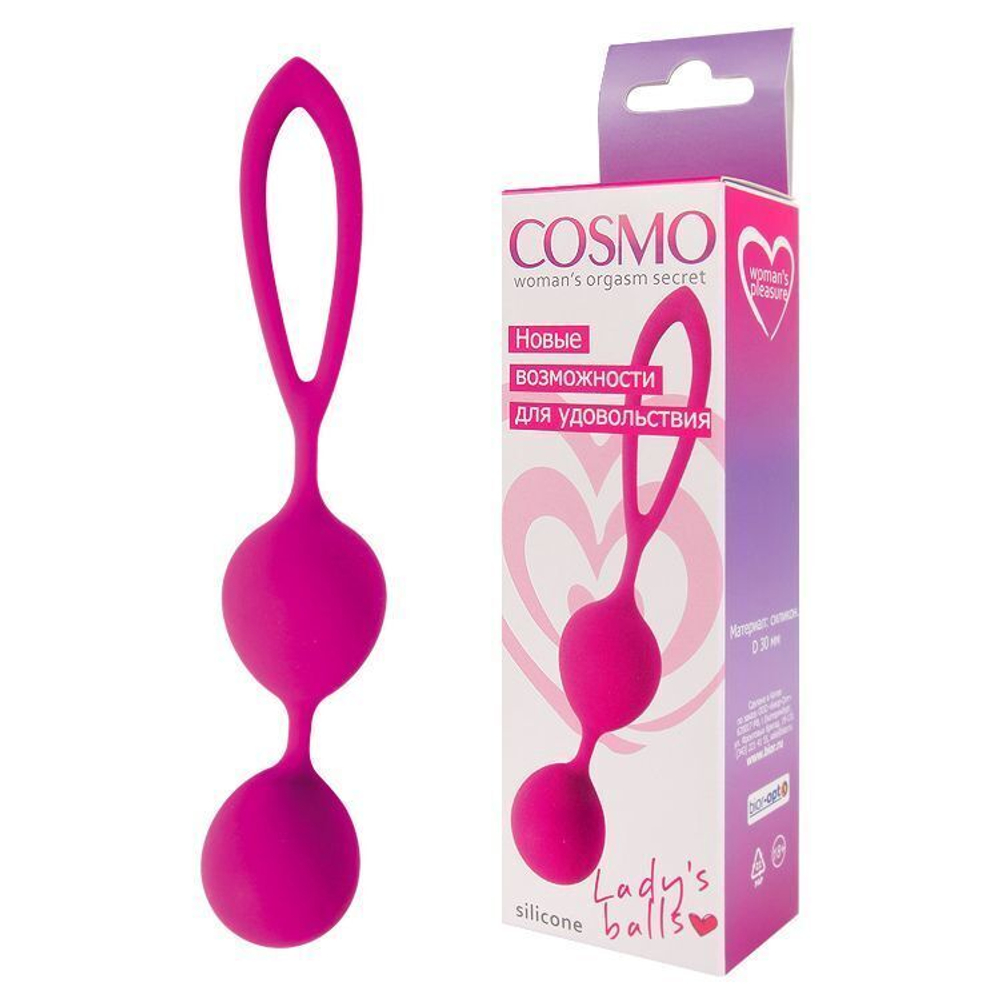 Ярко-розовые вагинальные шарики Cosmo с петелькой (Цвет: ярко-розовый)