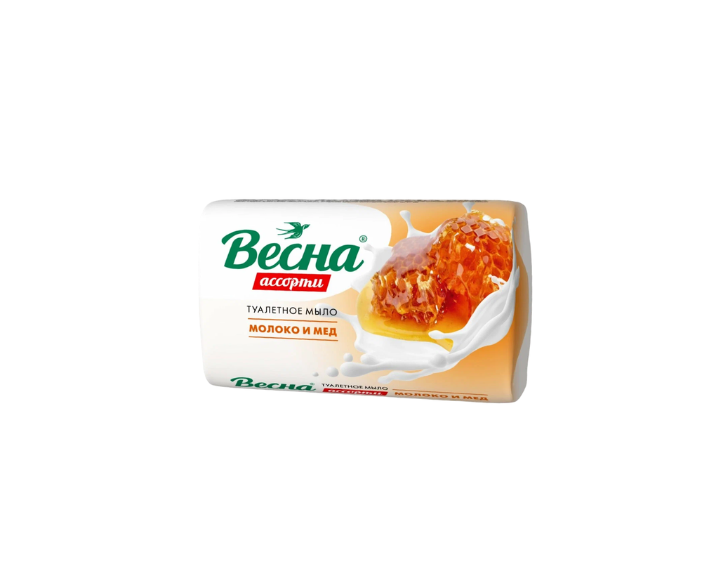 Мыло туалетное твердое "Весна" молоко и мед. Марка "Ординарное".