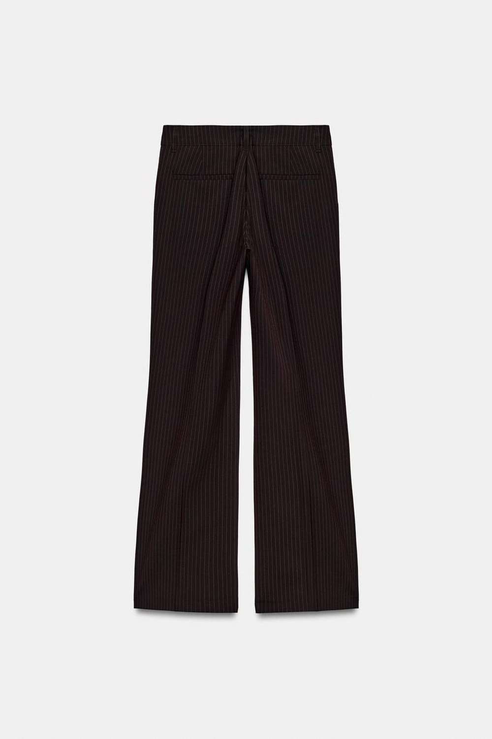 ZARA БРЮКИ ПРЯМОГО КРОЯ С НИЗКОЙ ПОСАДКОЙ, ТЕМНО-ГРАНАТОВЫЙ
