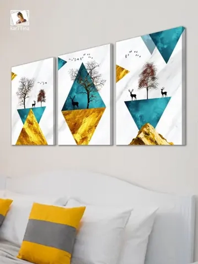Модульная картина "За гранью с оленями" 150х70см