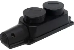 Колодка Navigator 2 гнезда с заземлением IP44 каучук + поликарбонат черная 38009