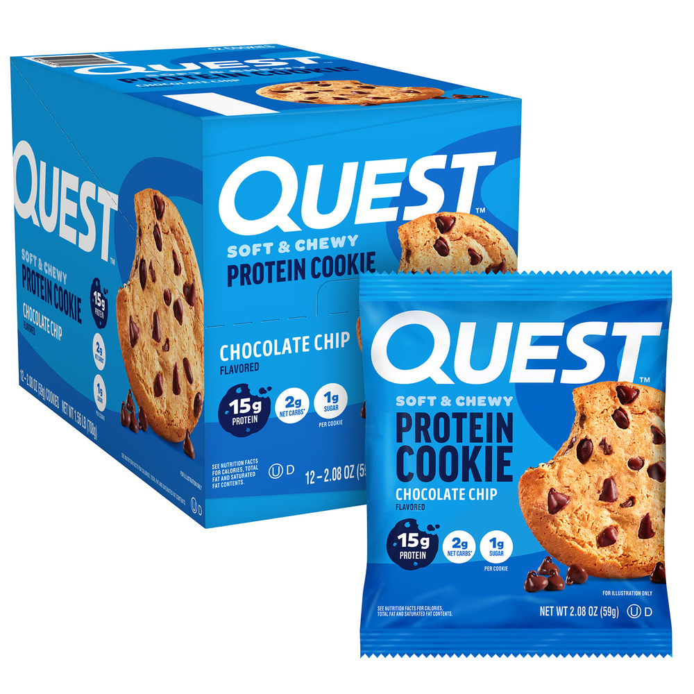 Quest Nutrition, протеиновое печенье, с шоколадной крошкой, 12 шт. по 59 г (2,08 унции)