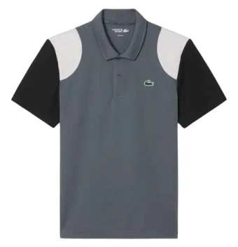 Мужское теннисное поло Lacoste Ultra Dry Colour-Block Sport - grey/black