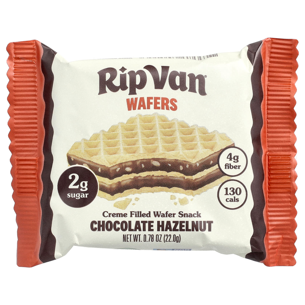 Rip Van Wafels, вафли с кремовой начинкой, шоколад и фундук, 6 пакетиков по 22 г (0,78 унции)