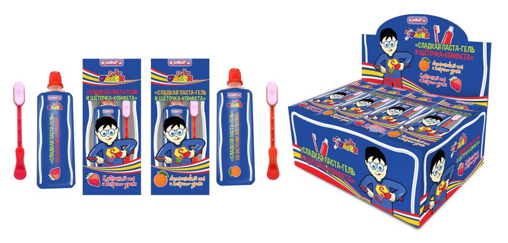 SUPER JOKER сладкая паста и щеточка-конфета, блок 30 шт. (13г х 30шт х 20бл)