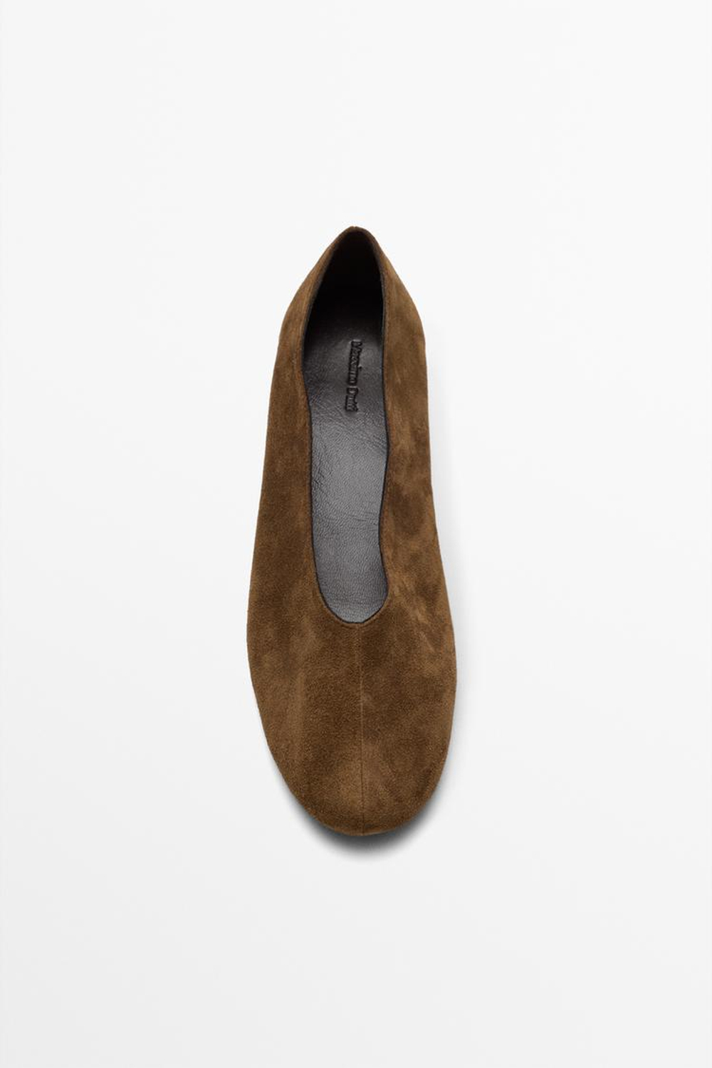 Massimo Dutti Балетки из замши с разрезом, цвет верблюжьей шерсти