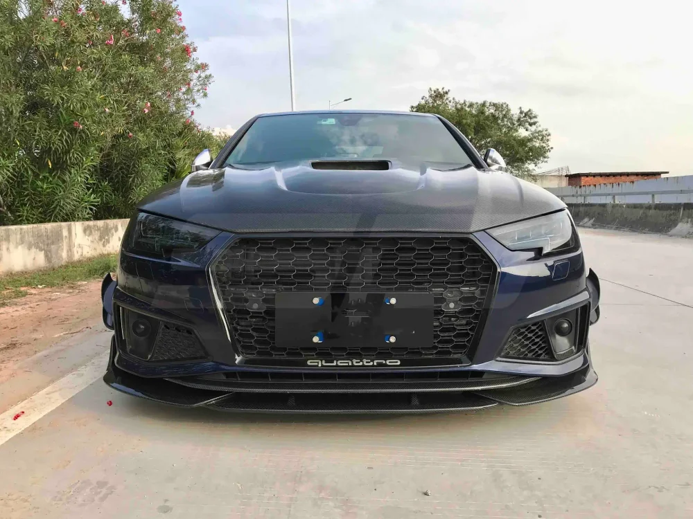 Карбоновая губа переднего бампера для AUDI S4 B9 B9.5 2017+ Ауди аэродинамический обвес