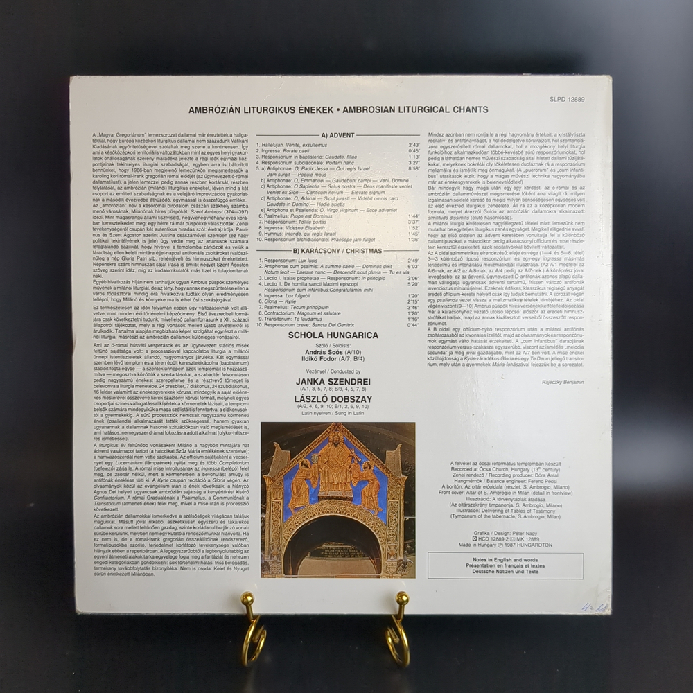 Ambrosian Liturgical Chants/ Амбросианские литургические песнопения виниловая пластинка 12 дюймов с брошурой Schola Hangarica , LP классика, на латинском языке, made in Hungary, 1987 год Hungaroton