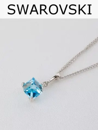Кулон-кубик Миражи с голубым кристаллом Swarovski