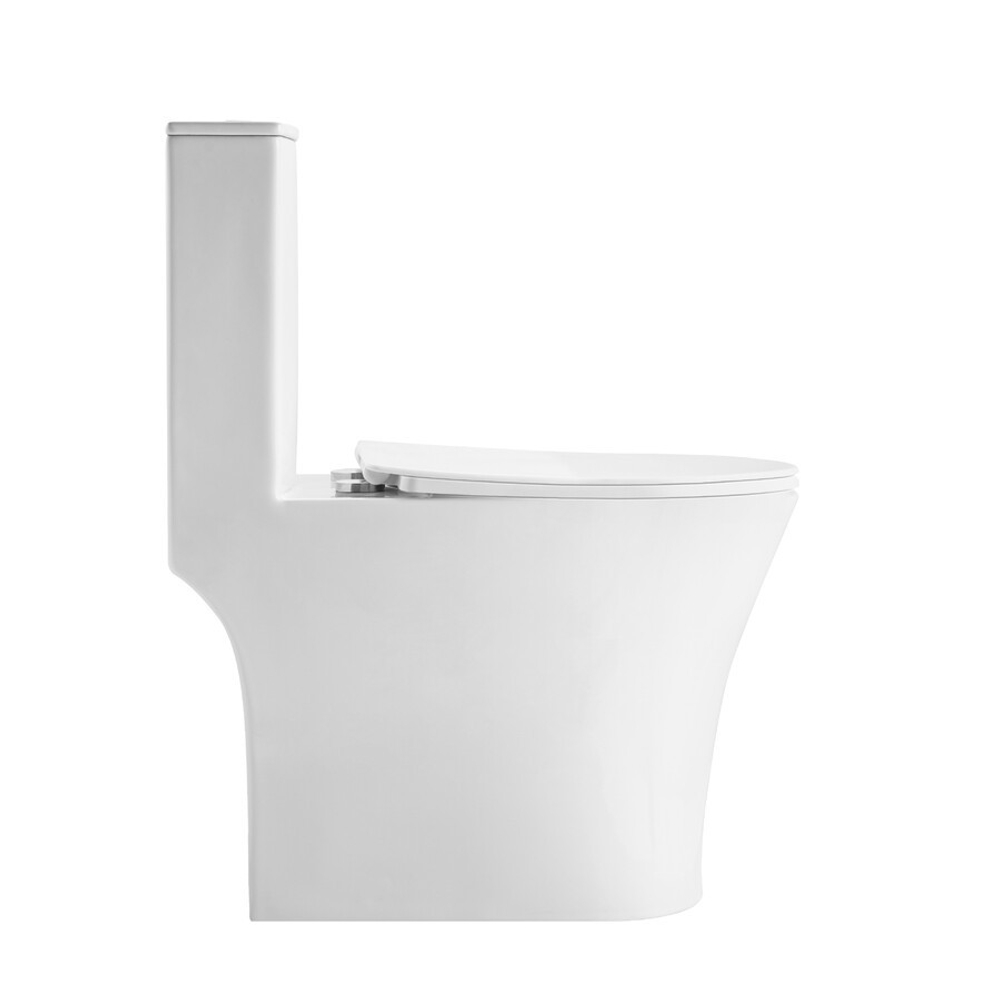 Унитаз напольный Grossman Thin Rim GR-5607SQ (656х370х796) тонкий ободок,белый,моноблок с тонкой крышкой,микролифт,смыв торнадо,1 место
