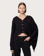 VIVIENNE WESTWOOD RED LEBEL КАРДИГАН ЧЕРНЫЙ АСИММЕТРИЧНЫЙ НА ПУГОВИЦАХ С ЛОГОТИПОМ БРЕНДА