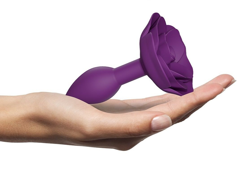 Фиолетовая анальная пробка с ограничителем-розой Open Rose Size S Butt Plug (Цвет: фиолетовый)