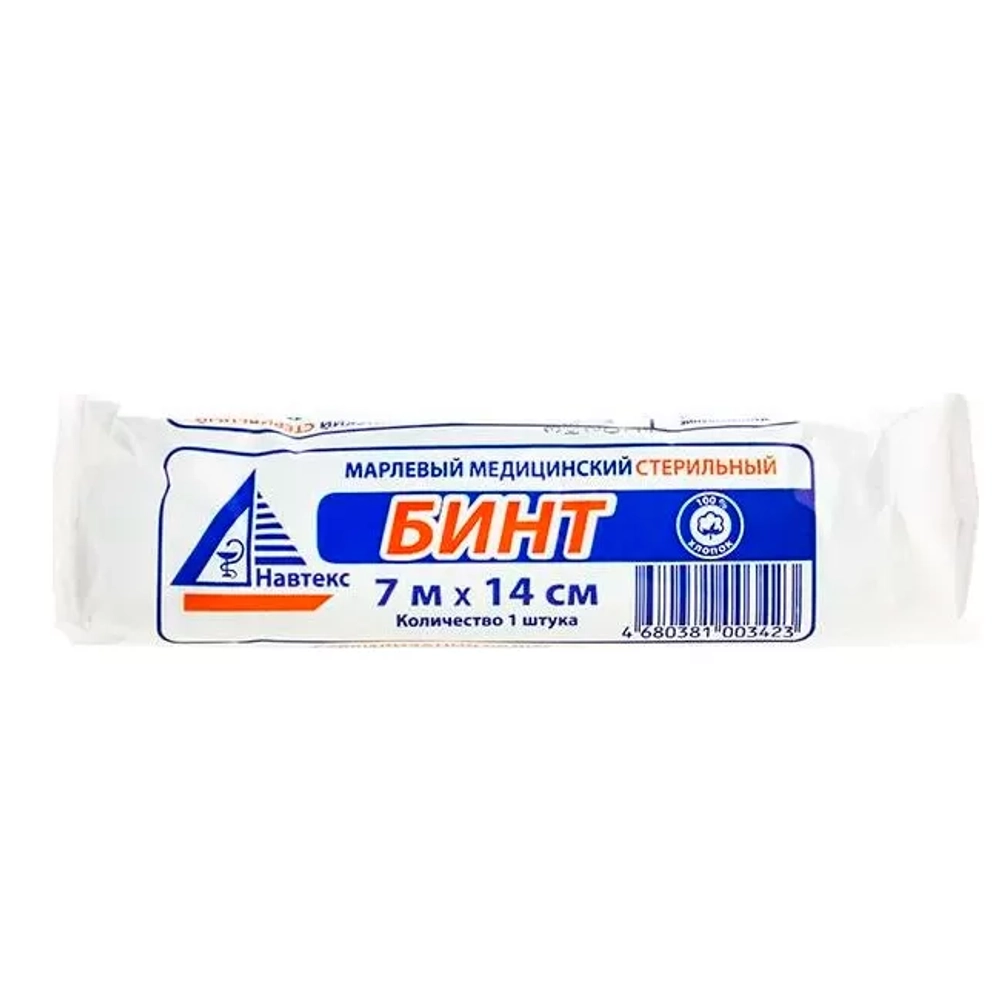 Бинт стерильный Навтекс 6498 ГОСТ 14 см 7 м плотность 36±2 г/м2