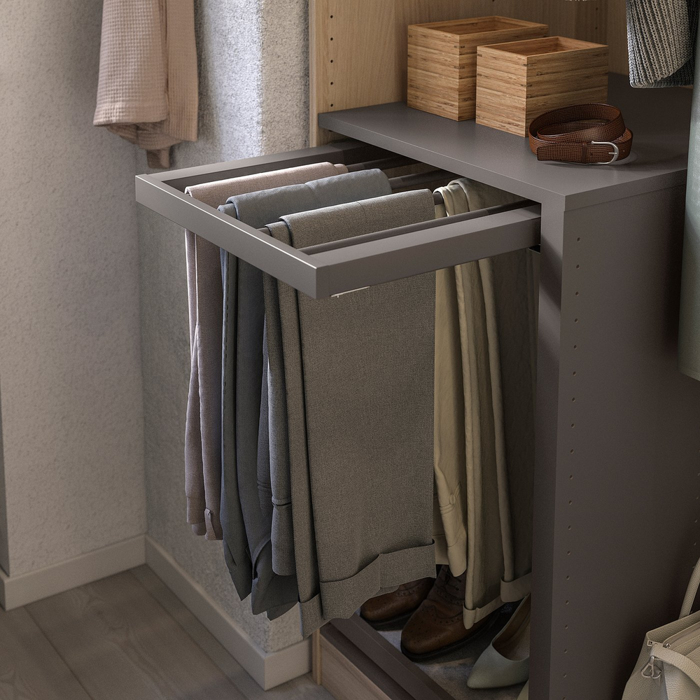 IKEA KOMPLEMENT  (ИКЕА КОМПЛЕМЕНТ)  -  Выдвижная вешалка для брюк - тёмно-серая 50x58 см
