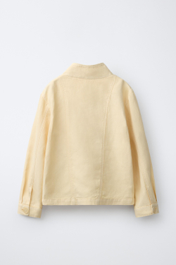 ZARA КУРТКА ИЗ ХЛОПКА И ЛЬНА, СВЕТЛО-ЖЕЛТЫЙ