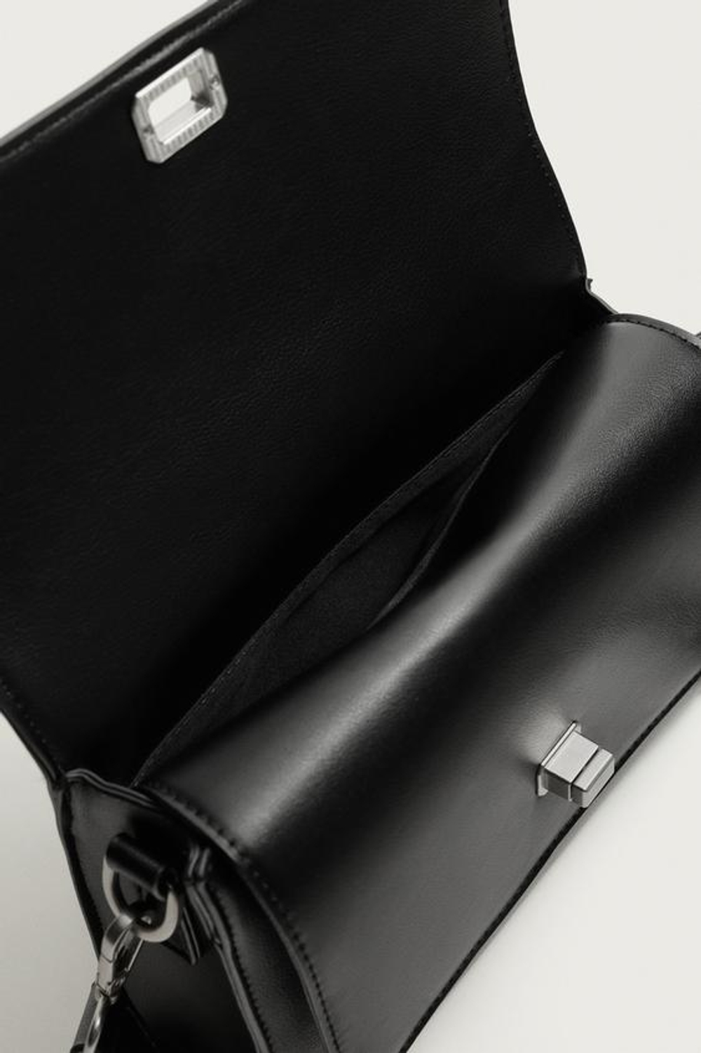 ZARA СУМКА С ДВУМЯ КЛАПАНАМИ, ЧЕРНЫЙ